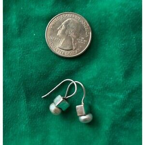 Artisan Made Vintage Freshwater Button Pearl Sterling Silver 925 Hook Earrings